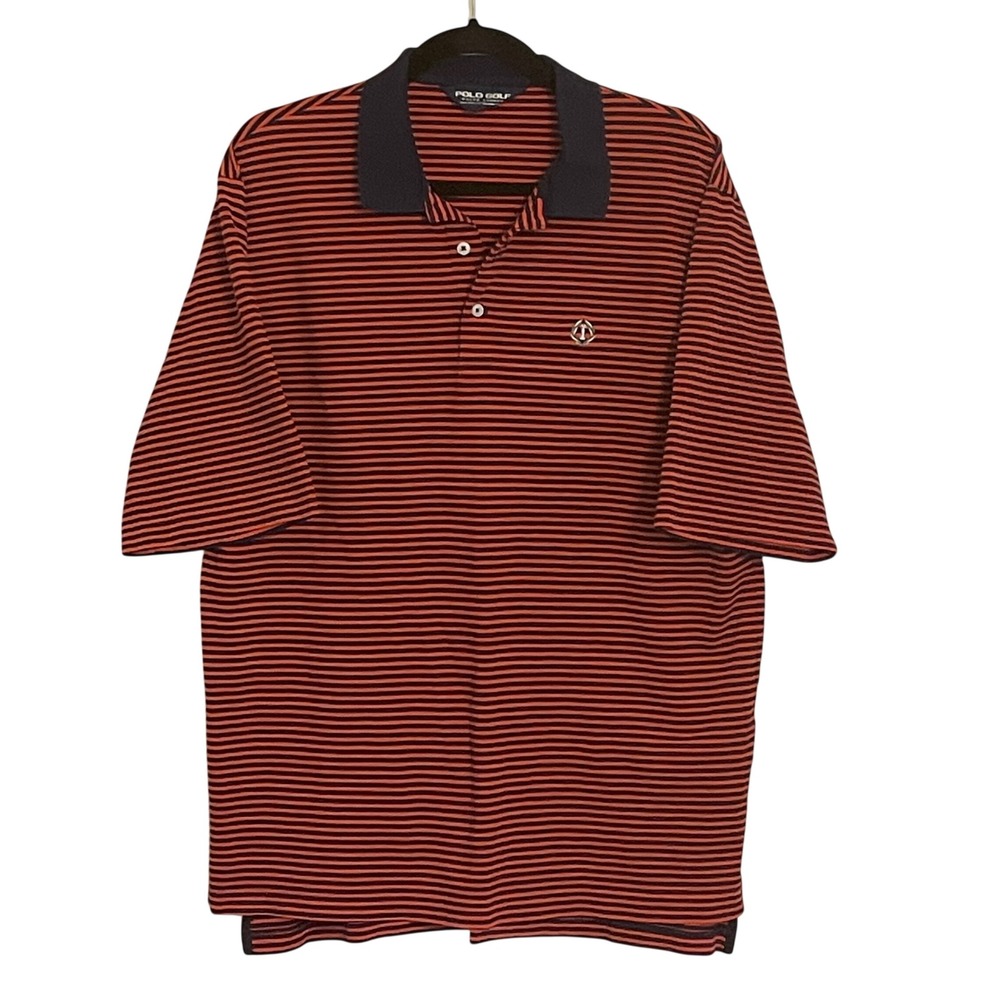 Polo Golf Ralph Lauren Men's Striped Polo Shirt Navy Red Size L